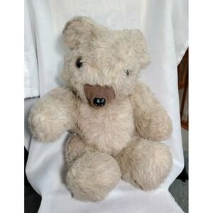 Vintage Stuffed Teddy Bear Cream Mohair Jointed Plush 16"Glass Eyes